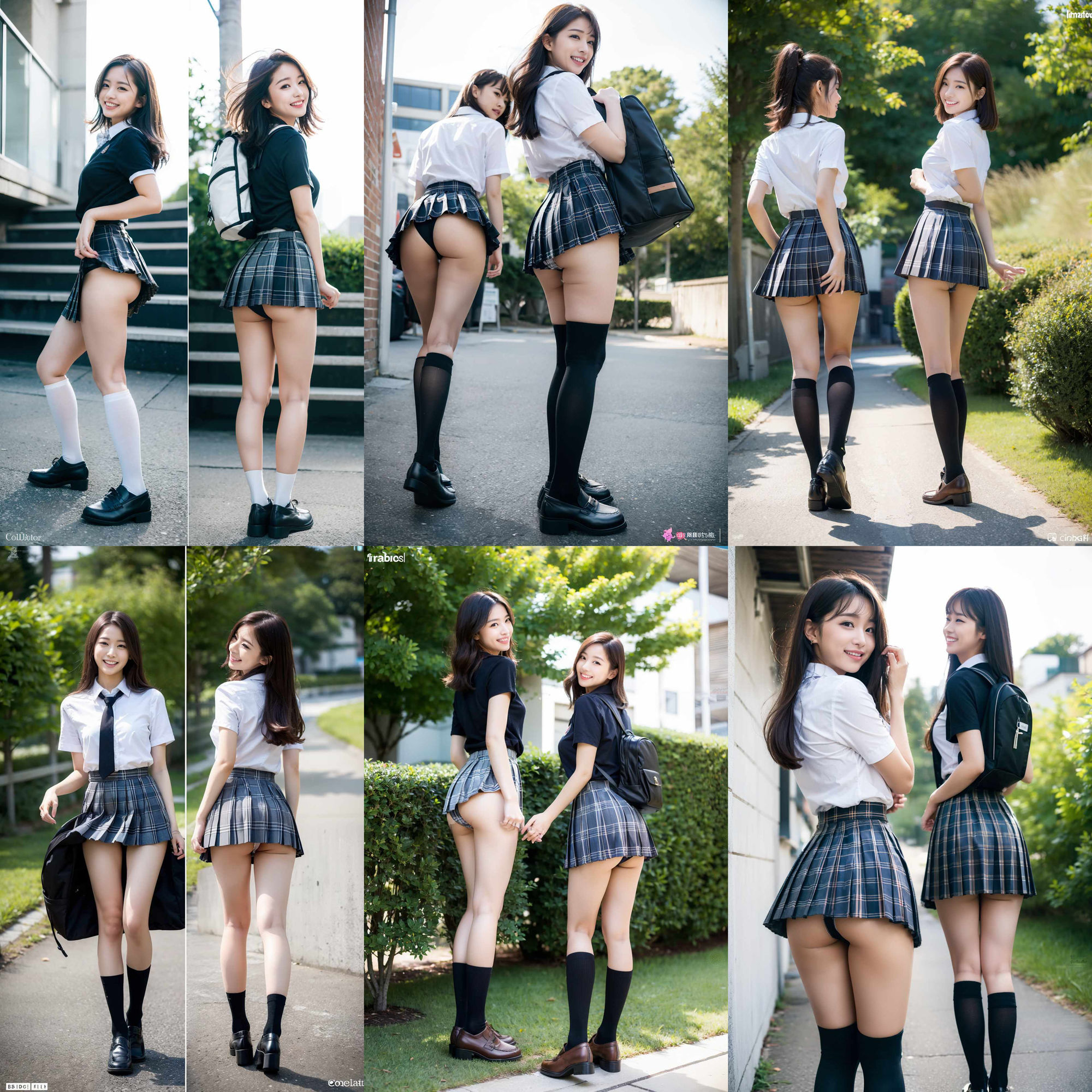 ニーハイソックスが似合う生足がきれいな制服女子のサンプル画像 6