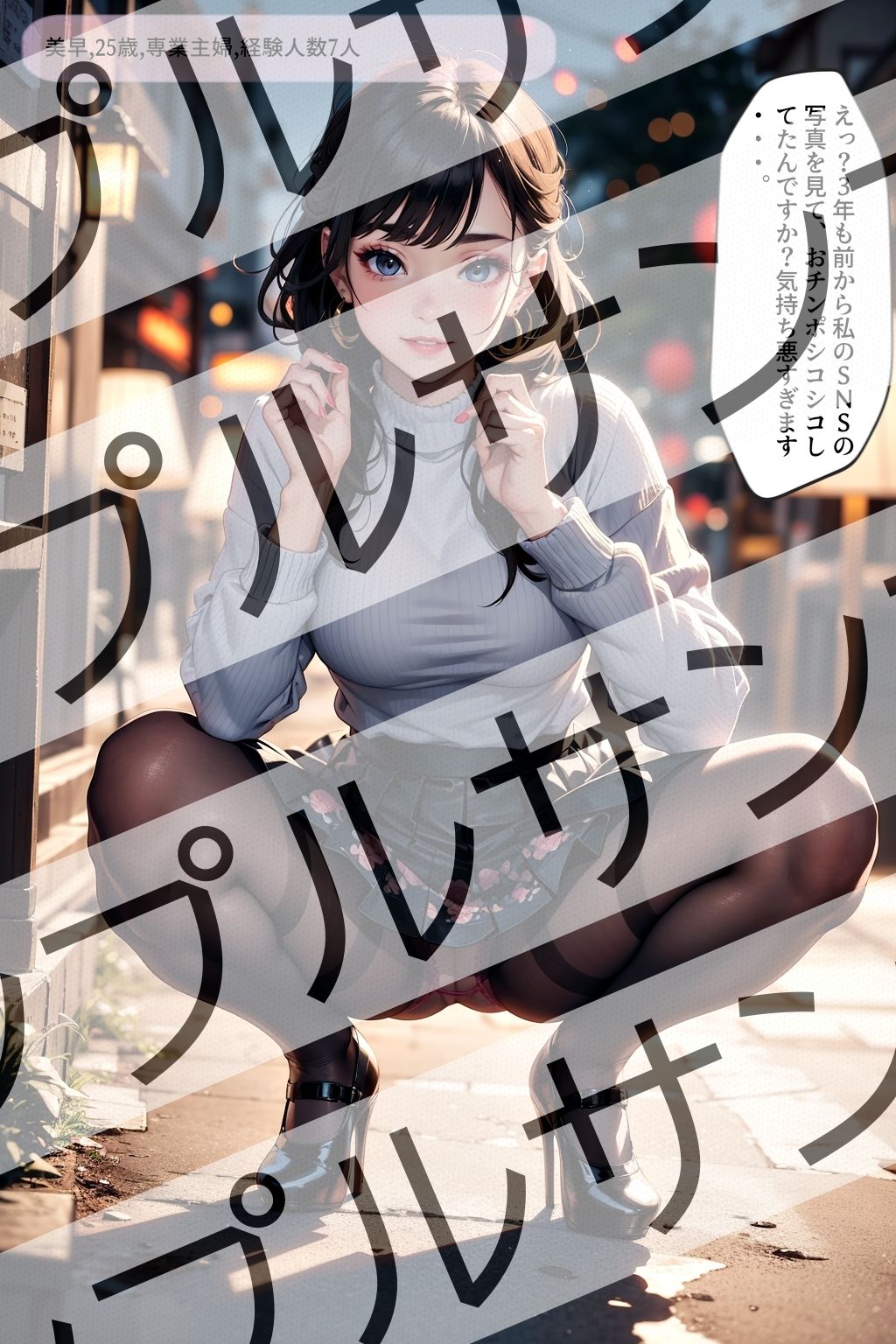 サンプル画像4:黒ストッキングの似合う極上オンナのしゃがみポーズ激写 vol.1(あらぶるま18＋（二次元）) [d_428904]