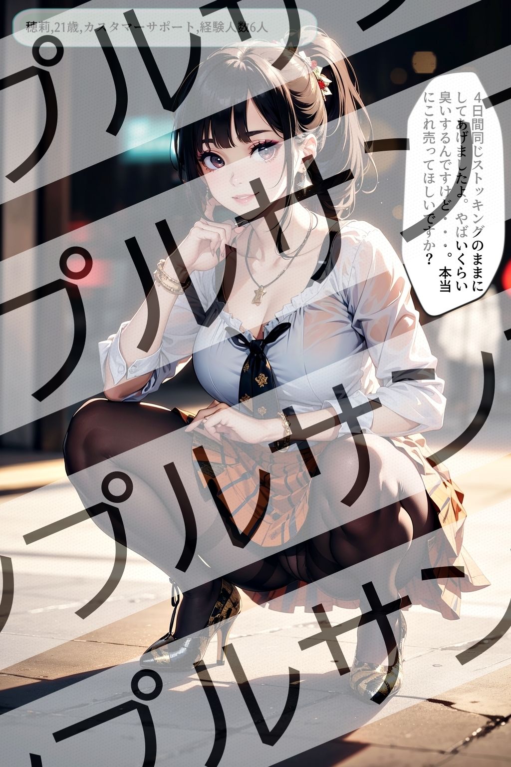 サンプル画像6:黒ストッキングの似合う極上オンナのしゃがみポーズ激写 vol.1(あらぶるま18＋（二次元）) [d_428904]