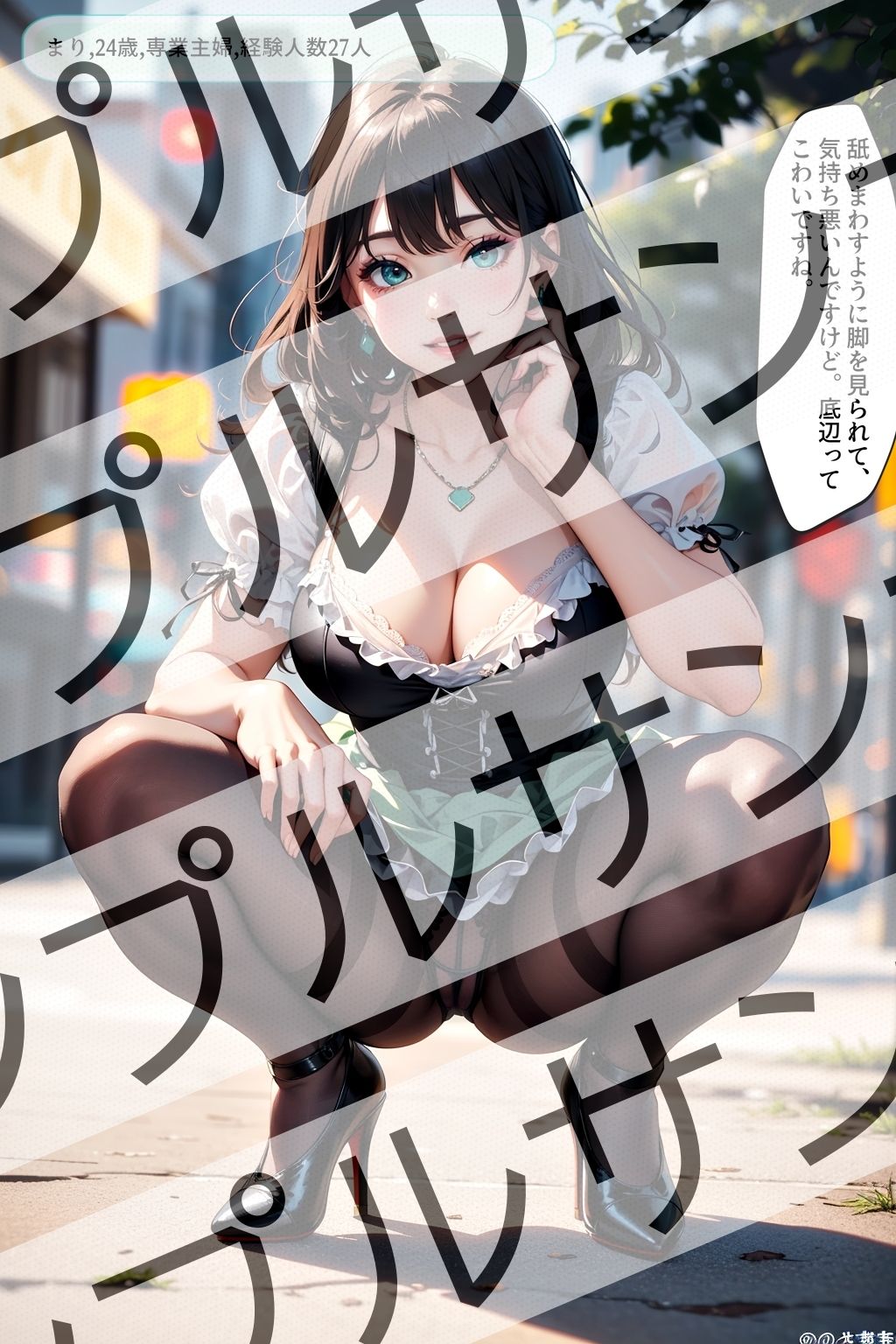 サンプル画像2:黒ストッキングの似合う極上オンナのしゃがみポーズ激写 vol.2(あらぶるま18＋（二次元）) [d_428910]