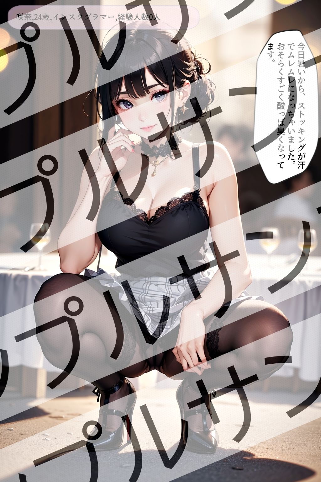 サンプル画像4:黒ストッキングの似合う極上オンナのしゃがみポーズ激写 vol.2(あらぶるま18＋（二次元）) [d_428910]