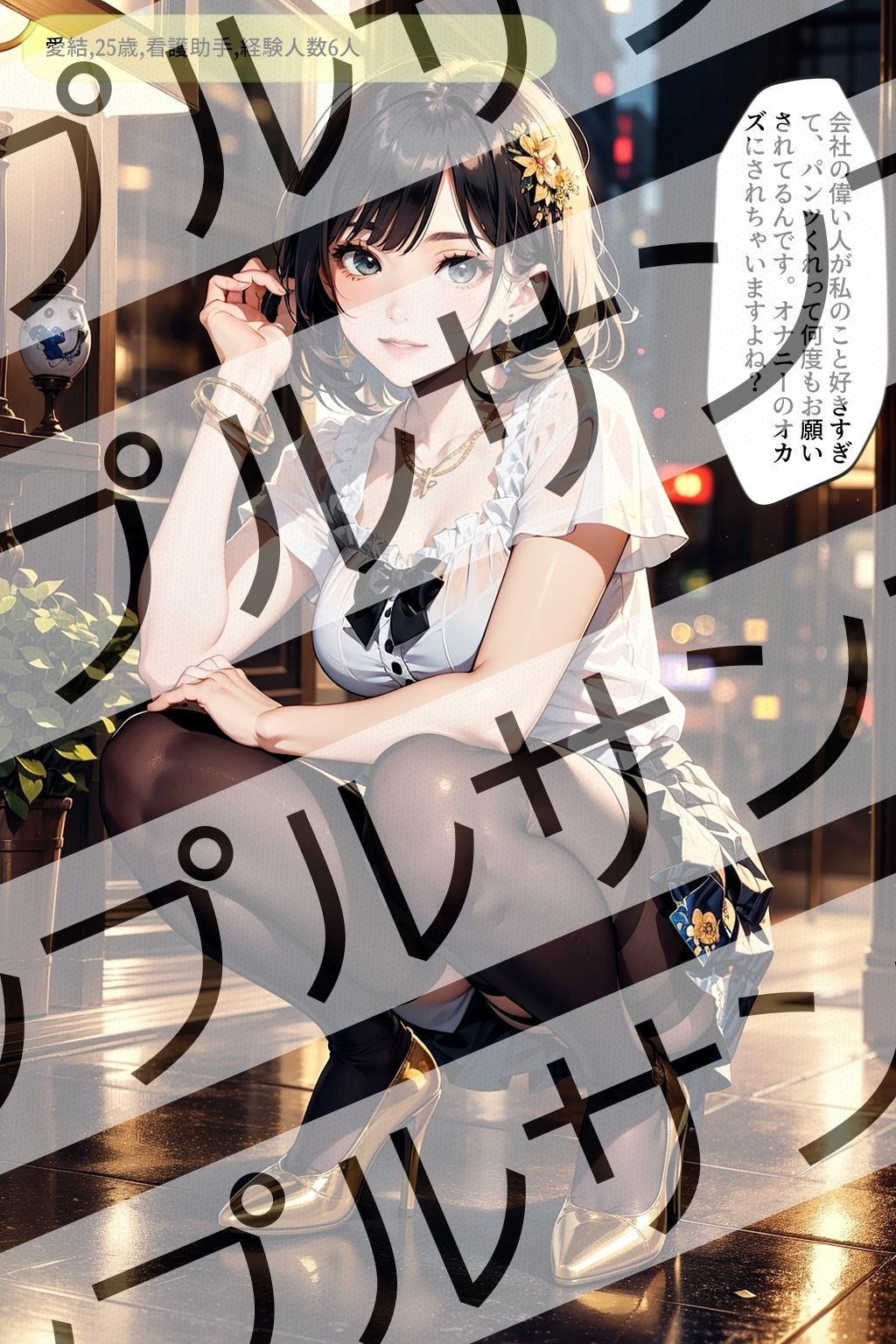 サンプル画像5:黒ストッキングの似合う極上オンナのしゃがみポーズ激写 vol.2(あらぶるま18＋（二次元）) [d_428910]