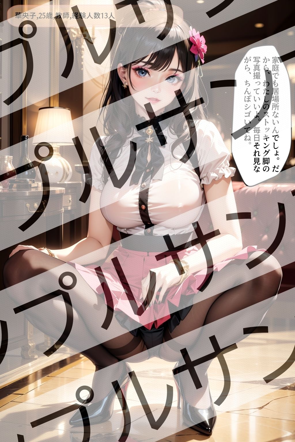 サンプル画像6:黒ストッキングの似合う極上オンナのしゃがみポーズ激写 vol.2(あらぶるま18＋（二次元）) [d_428910]