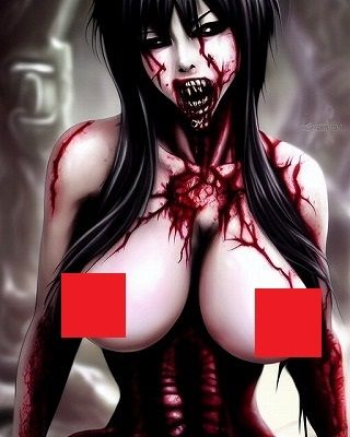 サンプル画像2:血まみれのホラー巨乳美女（3選）あなたが襲われた後かも？(MUTANTITS) [d_429034]