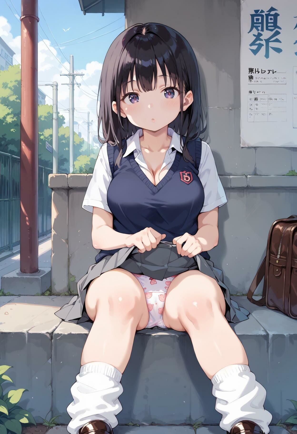 サンプル画像2:【かわいい女子校生のパンティ】すわってパンチラ色いろ(AI_Peeパンティ) [d_429227]