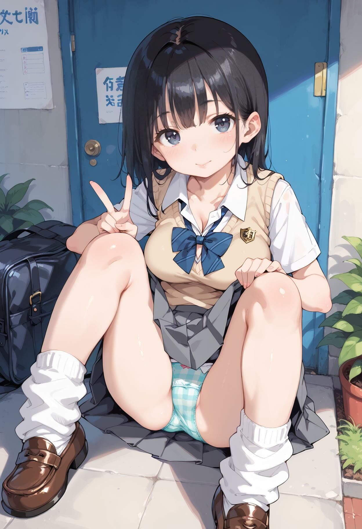 サンプル画像3:【かわいい女子校生のパンティ】すわってパンチラ色いろ(AI_Peeパンティ) [d_429227]