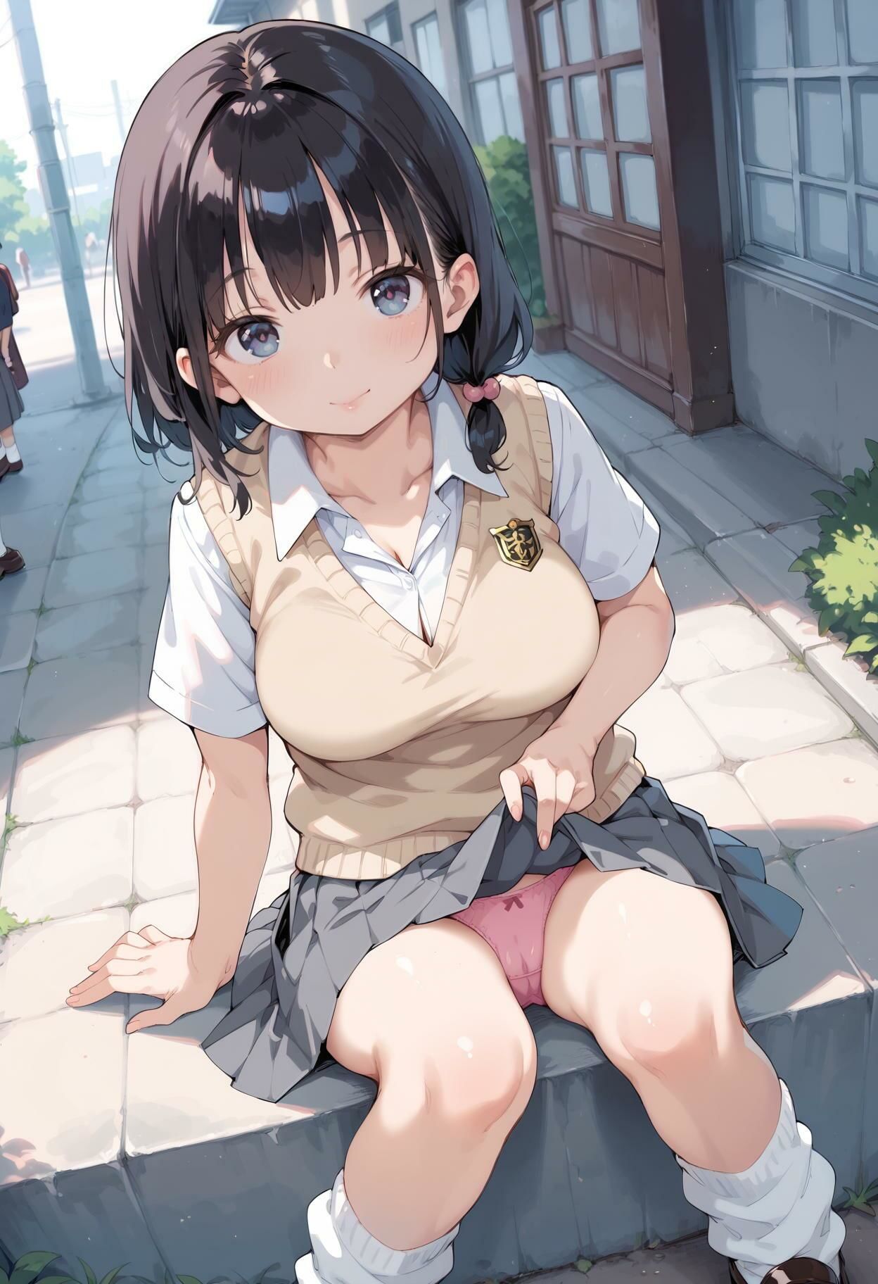 サンプル画像6:【かわいい女子校生のパンティ】すわってパンチラ色いろ(AI_Peeパンティ) [d_429227]