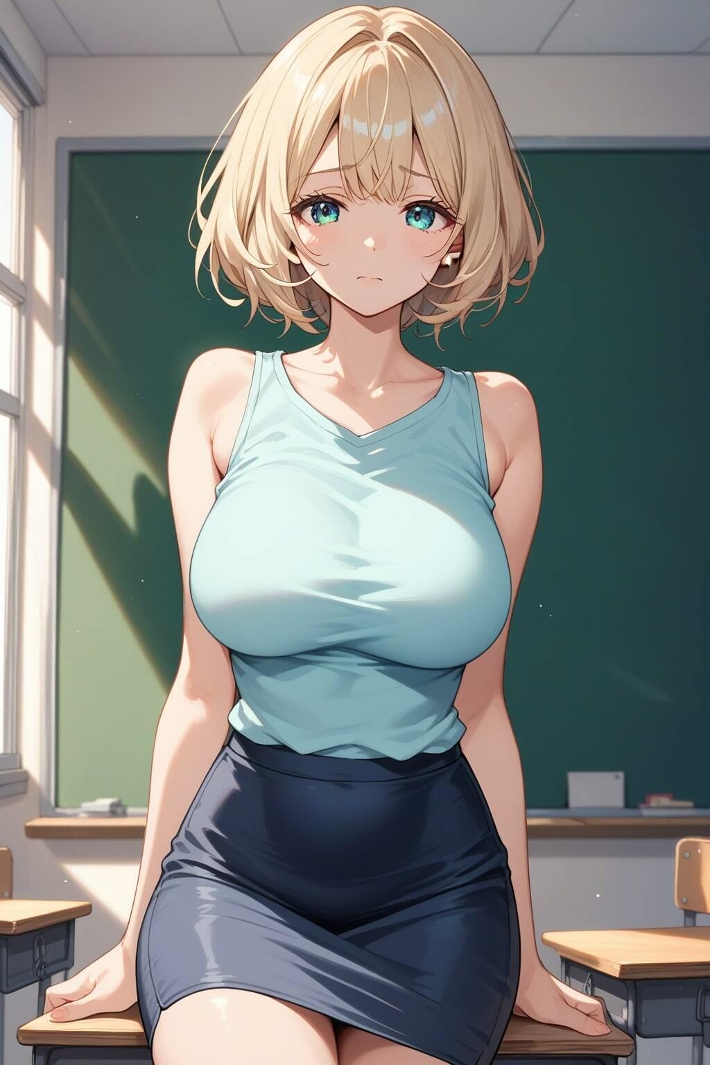 サンプル画像2:会うたびに中出しセックスさせてくれる巨乳女教師(AIバブみ) [d_429499]