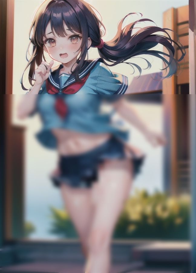 サンプル画像1:ドジっ子女学生「電車に間に合わない！」ノーブラで走る！(夜の帝王) [d_429877]