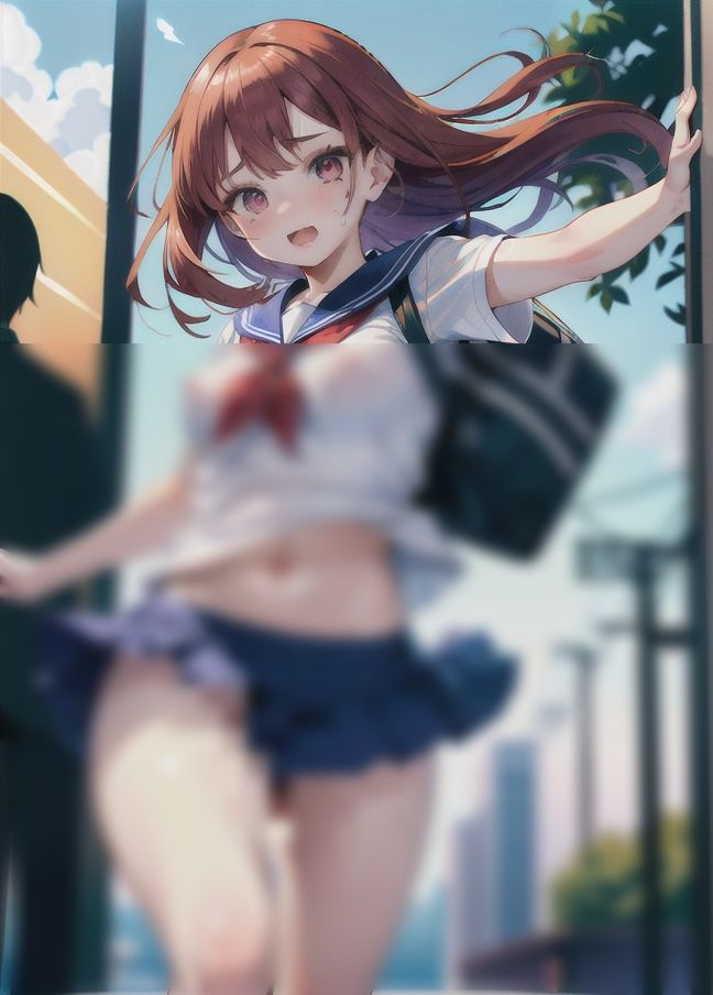 サンプル画像2:ドジっ子女学生「電車に間に合わない！」ノーブラで走る！(夜の帝王) [d_429877]