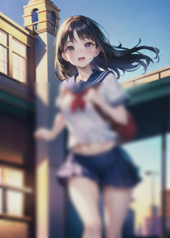 サンプル画像4:ドジっ子女学生「電車に間に合わない！」ノーブラで走る！(夜の帝王) [d_429877]