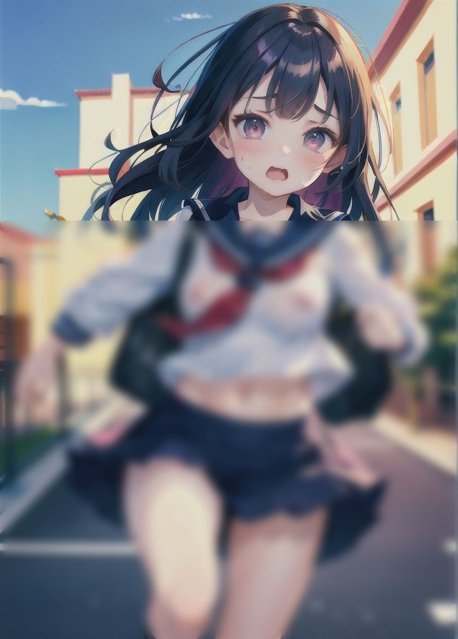 サンプル画像5:ドジっ子女学生「電車に間に合わない！」ノーブラで走る！(夜の帝王) [d_429877]