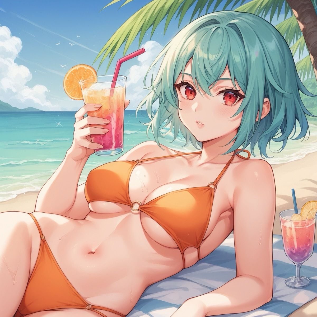 サンプル画像2:【誰もいない無人島】でアヘ顔中出しFACK(マングリ返し) [d_430054]