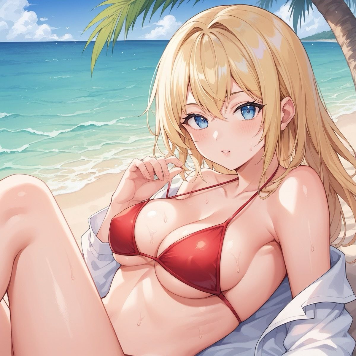 サンプル画像3:【誰もいない無人島】でアヘ顔中出しFACK(マングリ返し) [d_430054]