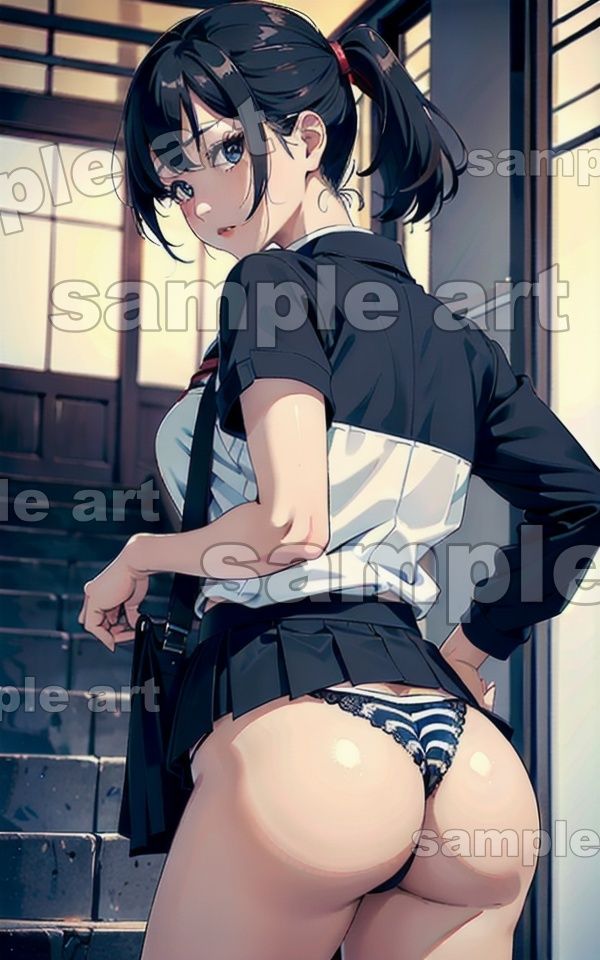 サンプル画像1:階段パンチラ〜JKの後ろ姿を毎日盗撮してたら・・可愛いパンツを見せてくれた〜(性欲モンスター企画) [d_430077]