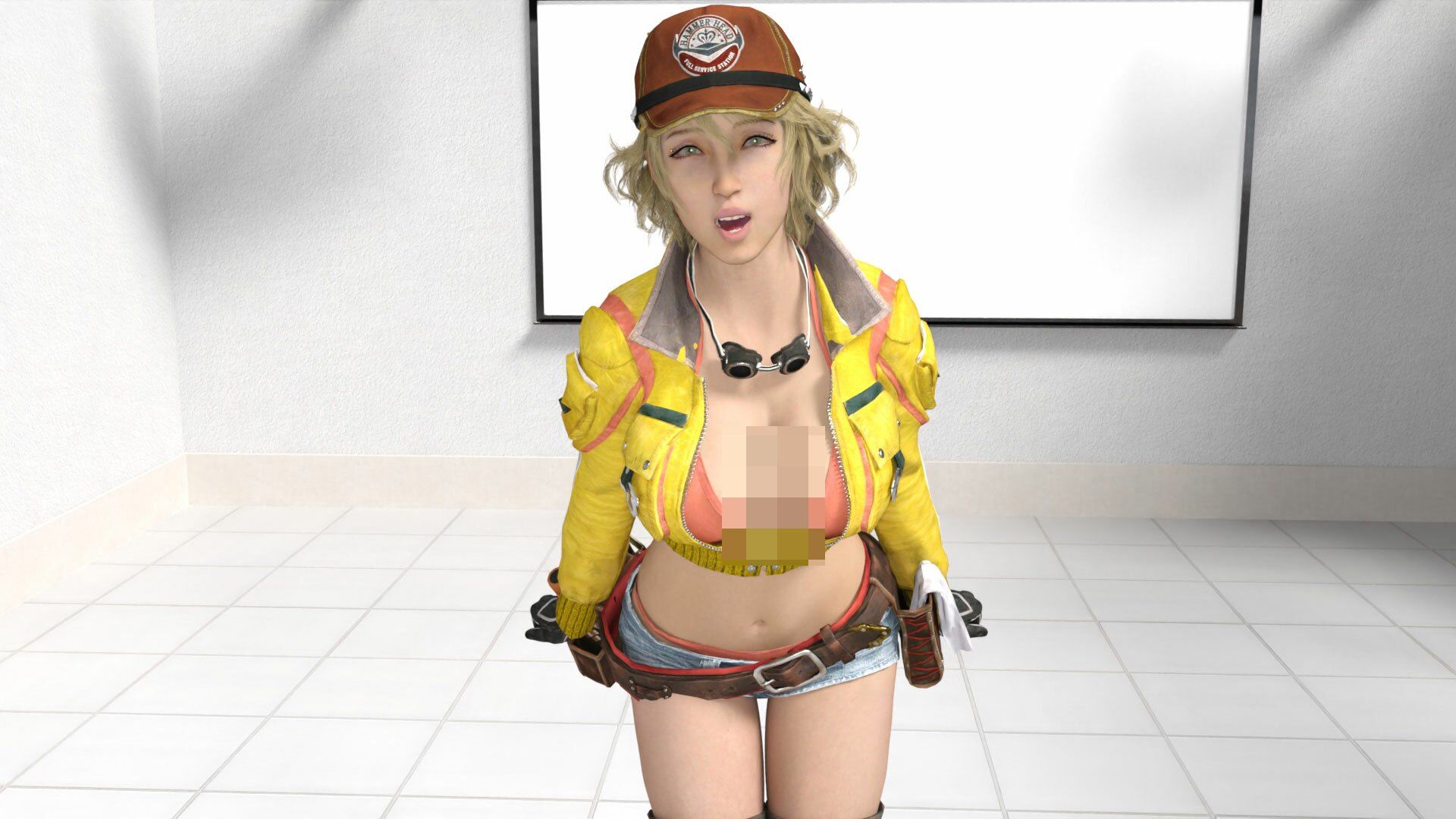 サンプル画像4:どこかで見たようなメカニック女性のコスプレ撮影風乳揺れ動画:メカニックパイパイ-003(Ozone_Layer) [d_430305]