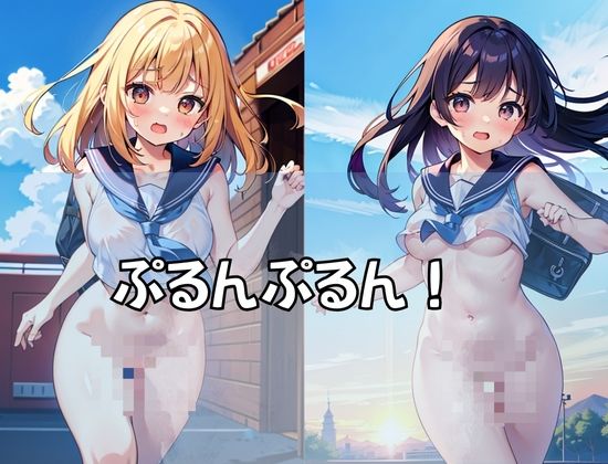 サンプル画像1:ぷるんぷるん！おっぱい！ノーパン、ノーブラで走る女の子(美味しいもの) [d_430327]