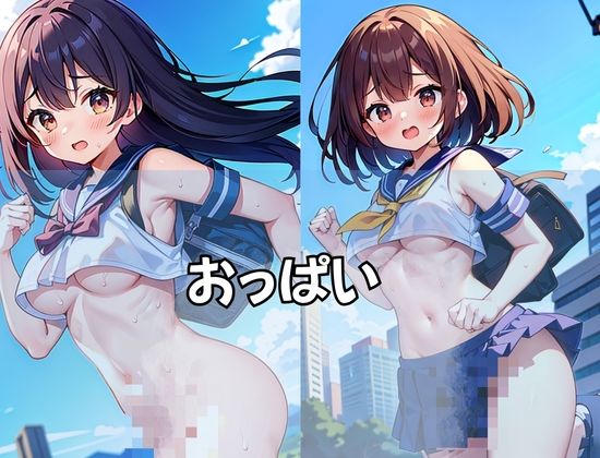 サンプル画像2:ぷるんぷるん！おっぱい！ノーパン、ノーブラで走る女の子(美味しいもの) [d_430327]