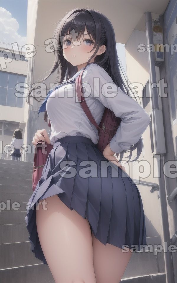 サンプル画像2:セーラー服特集！JKが階段でミニスカートからパンチラ！恥じらいの183枚を収録(童顔巨乳ゴリラ) [d_430500]