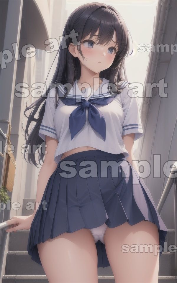 サンプル画像3:セーラー服特集！JKが階段でミニスカートからパンチラ！恥じらいの183枚を収録(童顔巨乳ゴリラ) [d_430500]