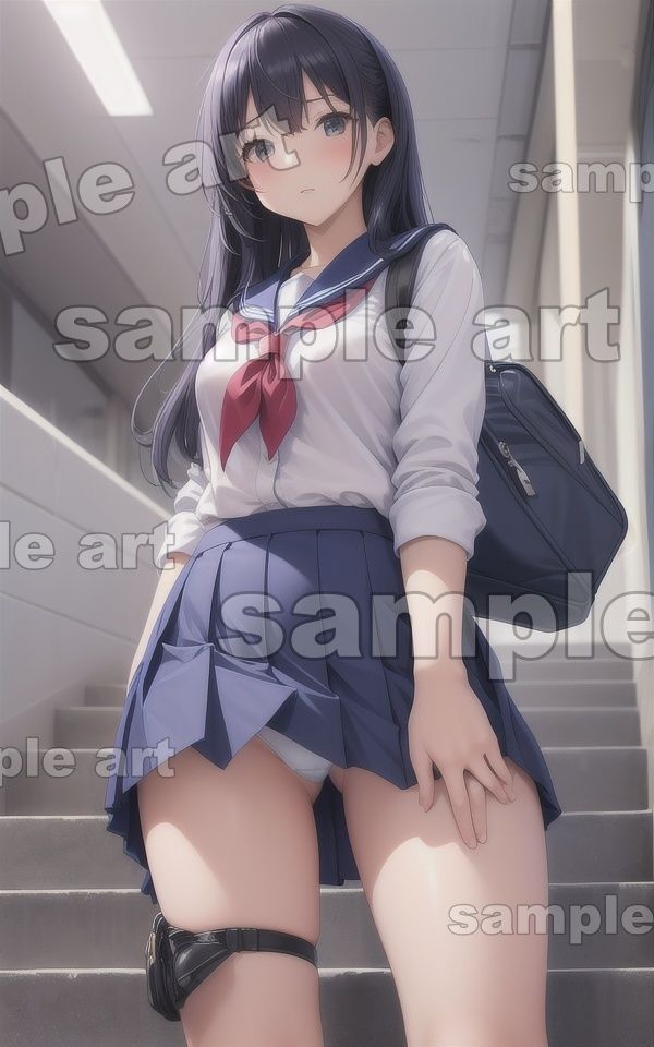 サンプル画像6:セーラー服特集！JKが階段でミニスカートからパンチラ！恥じらいの183枚を収録(童顔巨乳ゴリラ) [d_430500]