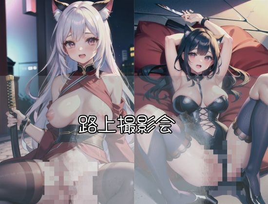 サンプル画像2:真夜中に開催された路上撮影会’猫耳忍者編’(フルカラッと) [d_430948]