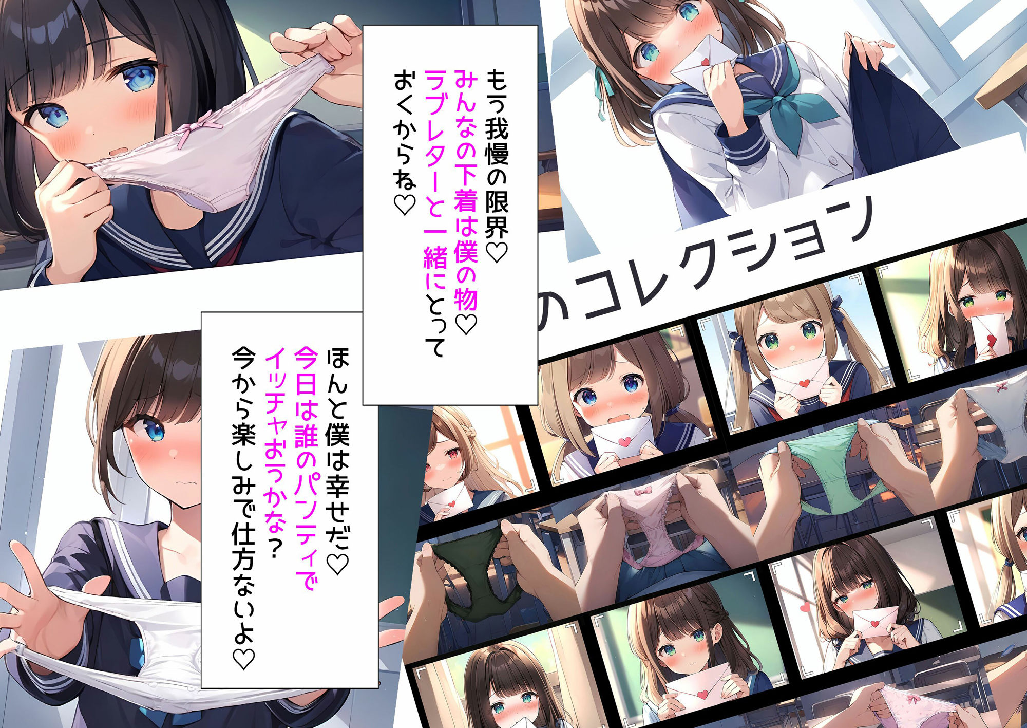 サンプル画像6:僕はモテすぎてラブレターのかわりにパンティをもらう事がある(日替わりさん) [d_431164]