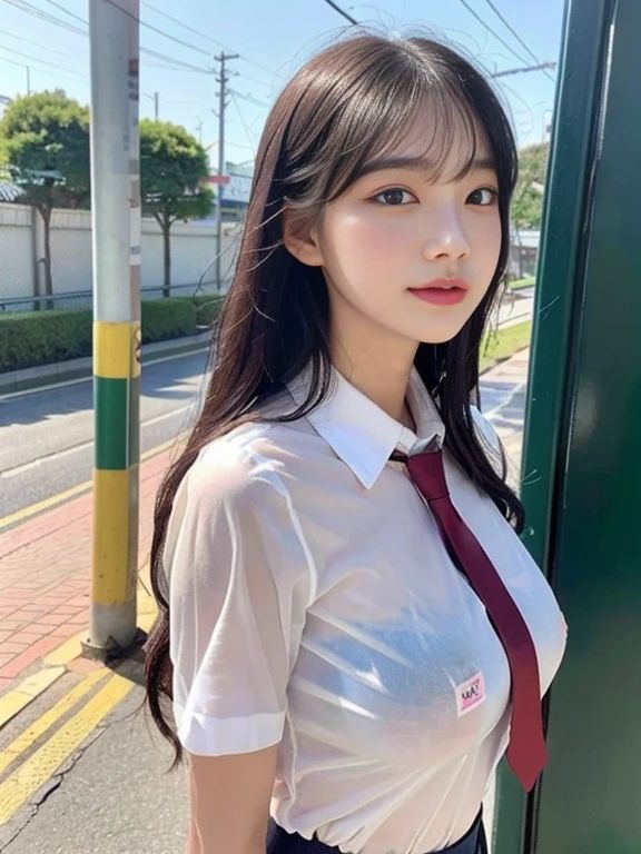 サンプル画像1:ずぶ濡れJK透け透け通学路 Vo.1(Realistic AI Girls) [d_431267]