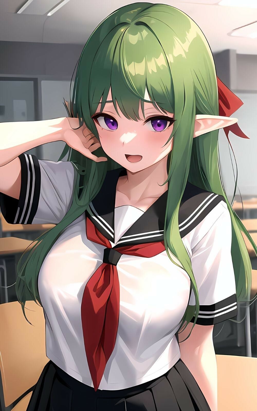 サンプル画像1:緑髪エルフJKとヤリまくり(妄想美女出版) [d_431625]