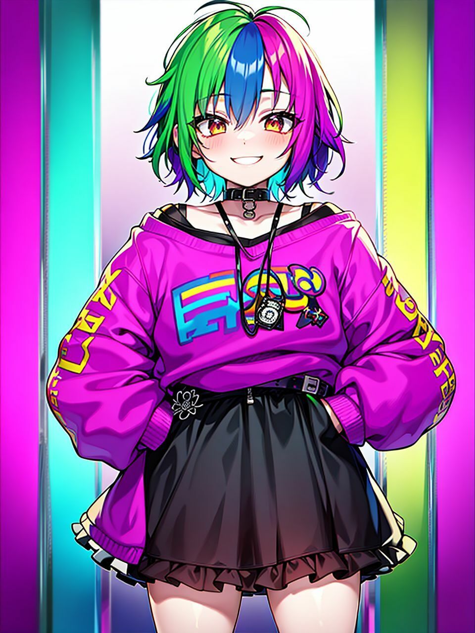 サンプル画像2:colorfulパンクロック少女AIイラスト集(STUDIO YKT) [d_431648]