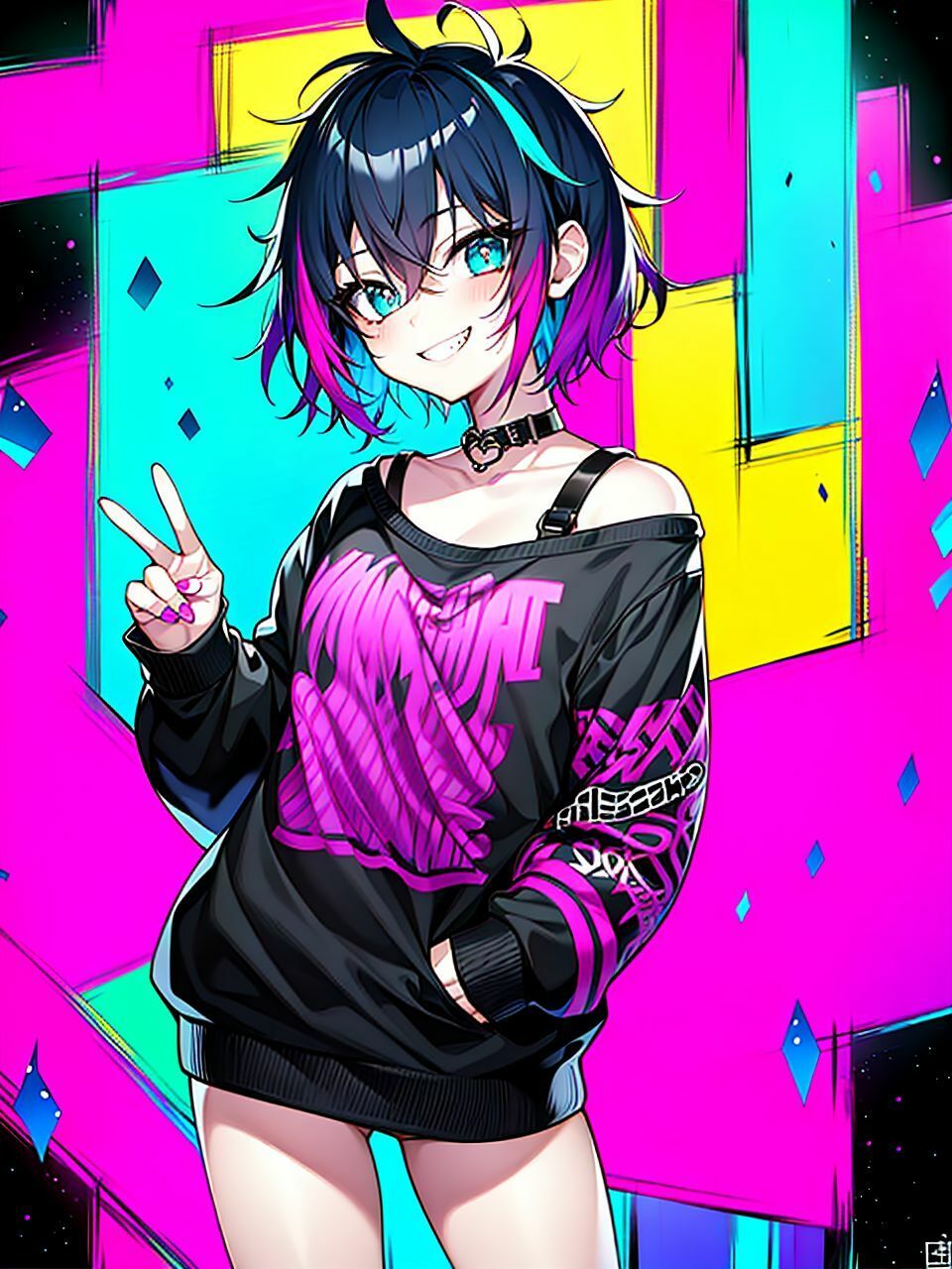 サンプル画像5:colorfulパンクロック少女AIイラスト集(STUDIO YKT) [d_431648]