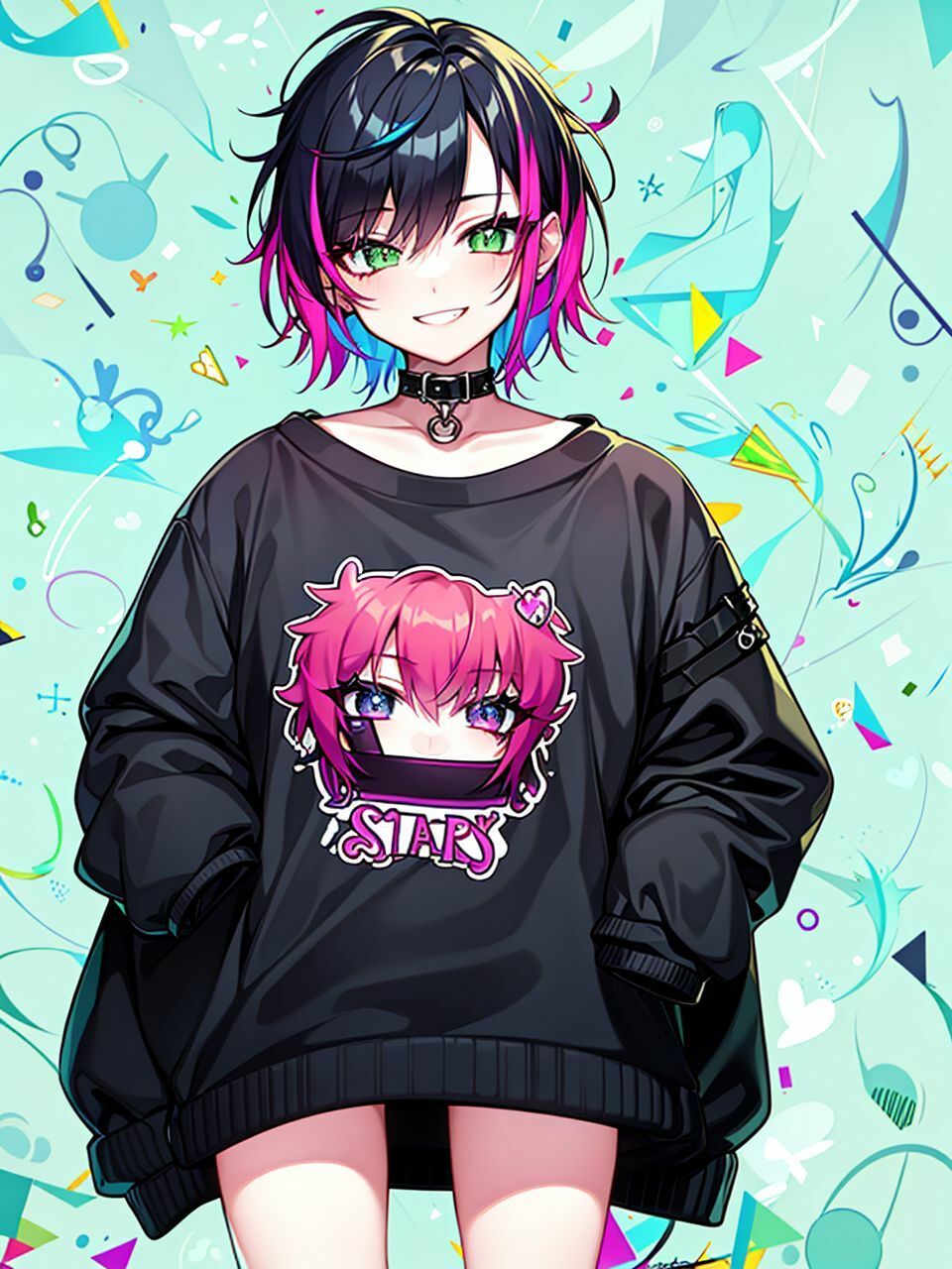 サンプル画像6:colorfulパンクロック少女AIイラスト集(STUDIO YKT) [d_431648]