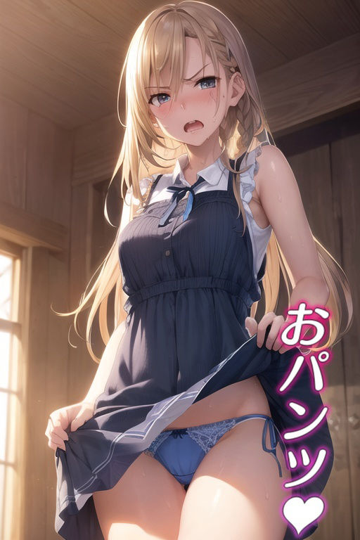 サンプル画像3:嫌な顔してパンツ見せてくる女の子 〜ワンピース服編〜(AIパンツ部) [d_432762]