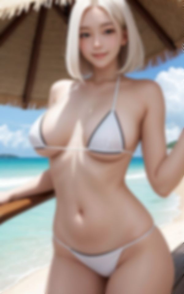 サンプル画像2:エチエチすぎる淫らな水着で挑発する淫乱白ギャル写真集100枚(AIサティスファクション) [d_432862]