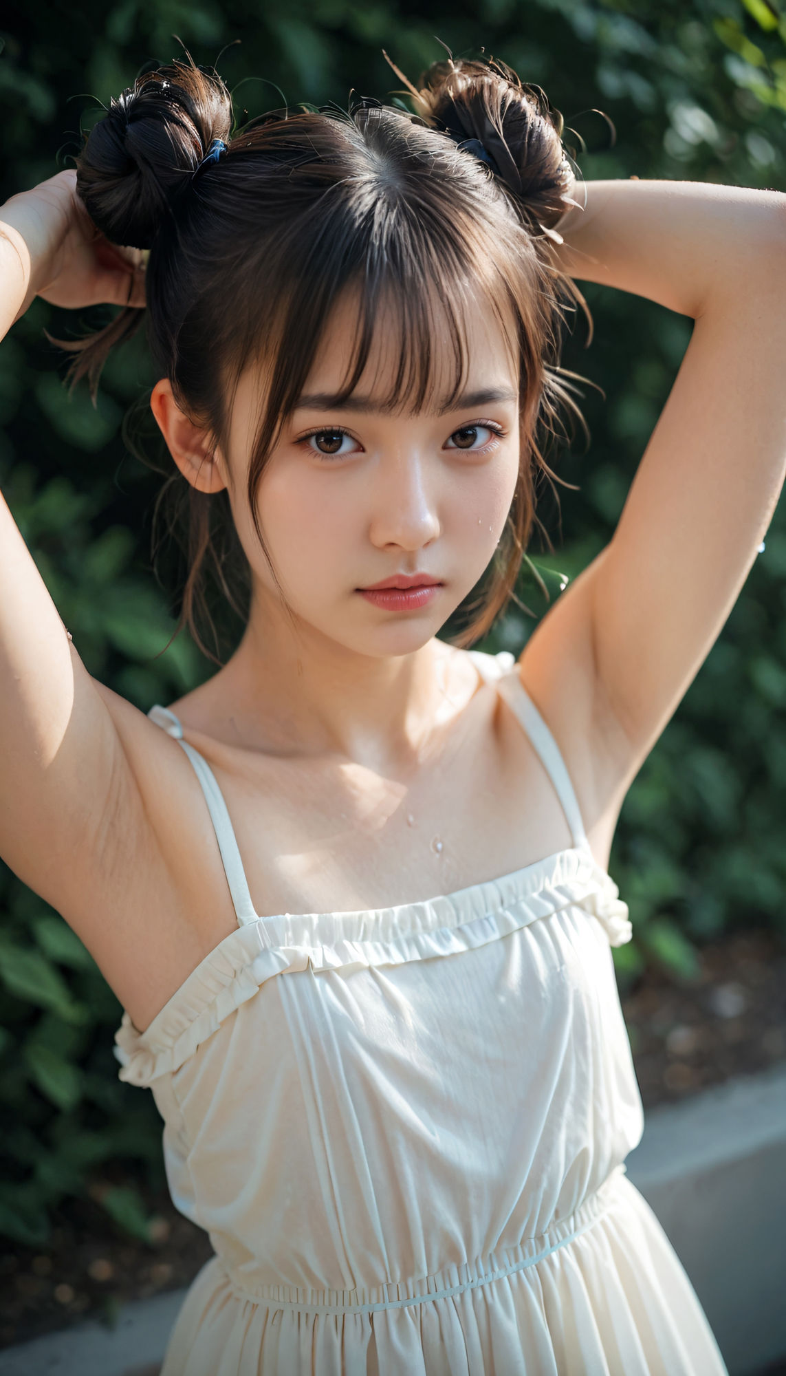 サンプル画像5:超高画質！美女・美少女の脇（ワキ）脱がない腋フェチ着エロ！AI美女グラビア写真集【おまけ動画付】清楚系・JK・女子校生・JD・女子大生(愛の女神) [d_432967]