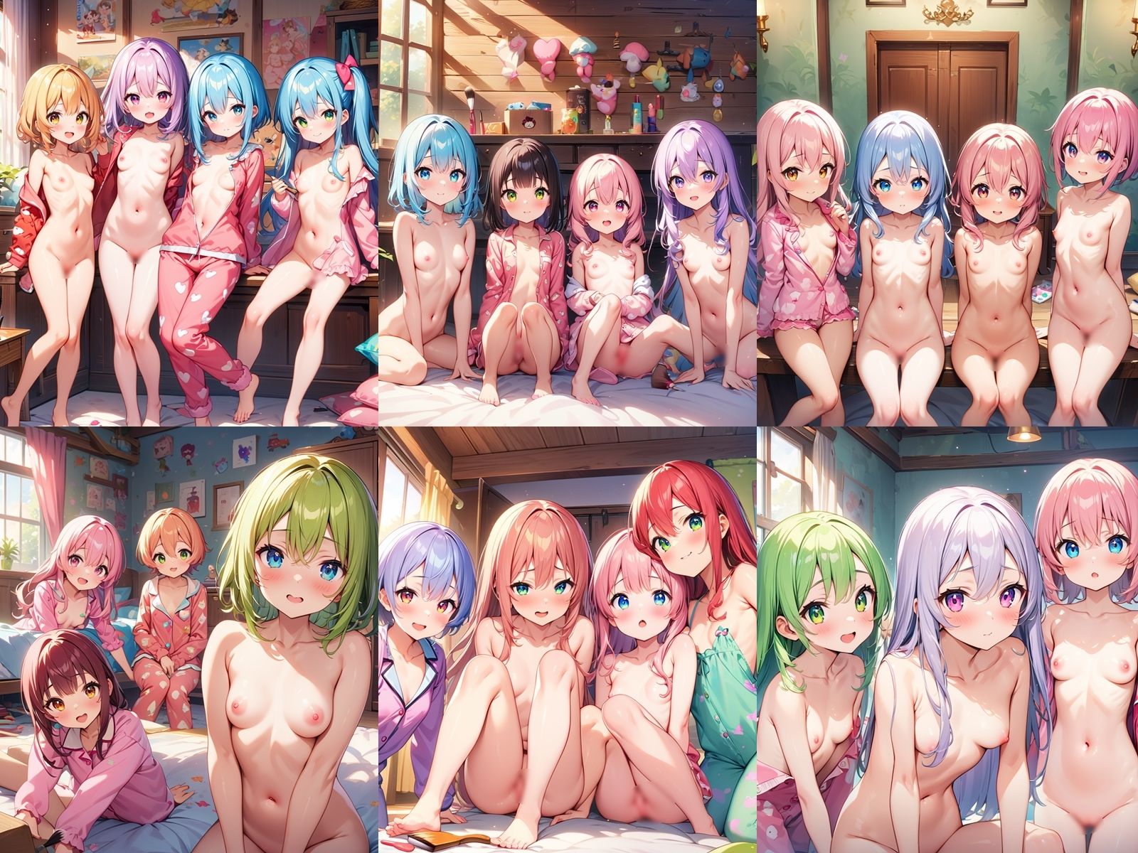 サンプル画像2:ちっぱいパジャマハーレムを作ってエッチな撮影会を開催してみた(メスの本能) [d_432989]