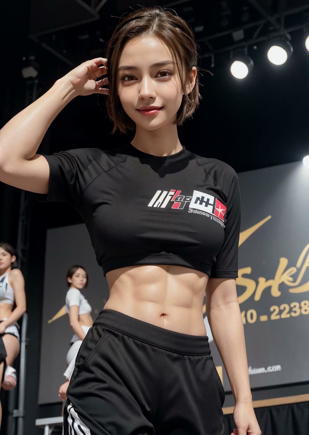 サンプル画像1:スポブラ外して計量クリアした女キックボクサーペナルティでトップレスで試合に出場し、敗北して泣きながら観客にマンコを晒す(自宅のカフカ) [d_433125]