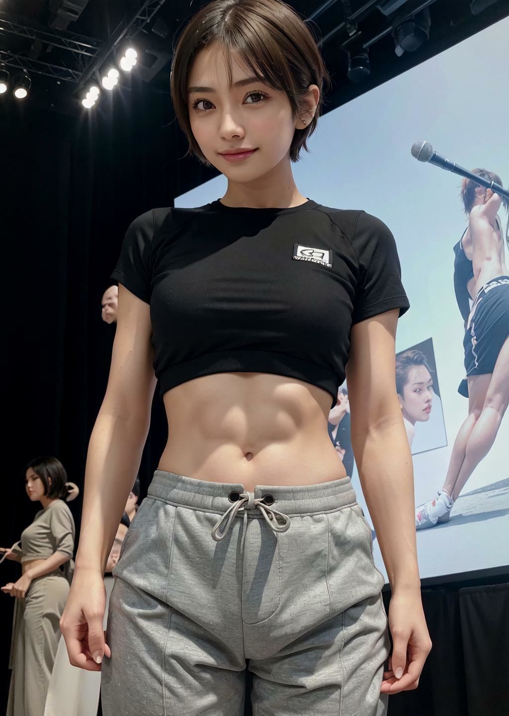 サンプル画像2:スポブラ外して計量クリアした女キックボクサーペナルティでトップレスで試合に出場し、敗北して泣きながら観客にマンコを晒す(自宅のカフカ) [d_433125]