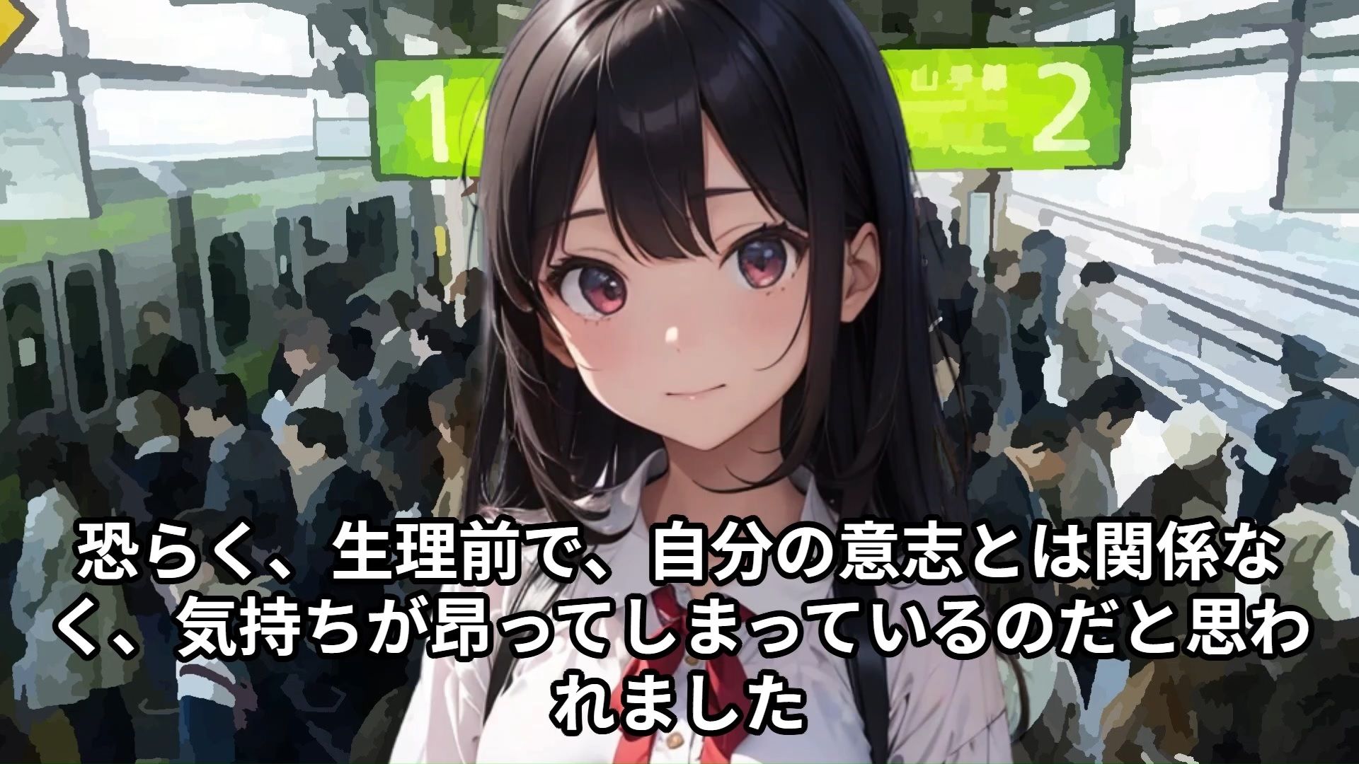 サンプル画像1:【少女痴●体験告白】清楚だけどたまたま生理前で気持ちが高ぶっていた少女が満員電車で痴●たちに狙われてしまった話(少女痴●体験告白) [d_433459]