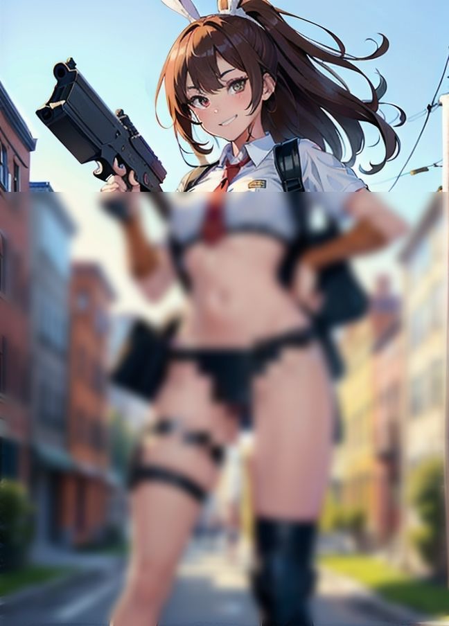 サンプル画像4:取り締まり中のどS警察うさぎ「どM男子はお前か？」(AI博士) [d_434047]