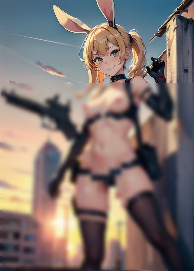 サンプル画像5:取り締まり中のどS警察うさぎ「どM男子はお前か？」(AI博士) [d_434047]