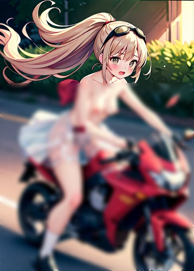 サンプル画像3:ツーリング女子「強風で服が飛ばされちゃった！」(サンタさん) [d_434901]