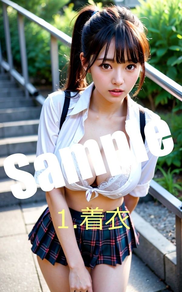 サンプル画像2:露出系・制服撮影会 Vol2.巨乳モデル編(痴女ステンドグラス) [d_435061]