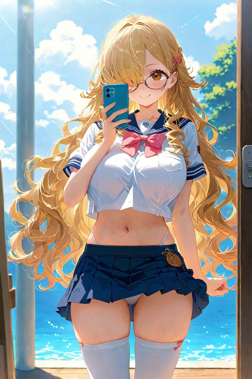 サンプル画像6:60キャラ へそ出しセーラー服 即オチ2コマ(事務びーむ) [d_435469]