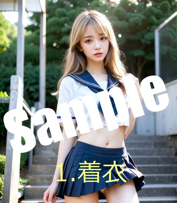 サンプル画像2:露出系・制服撮影会 Vol3.金髪ギャル編(痴女ステンドグラス) [d_435500]