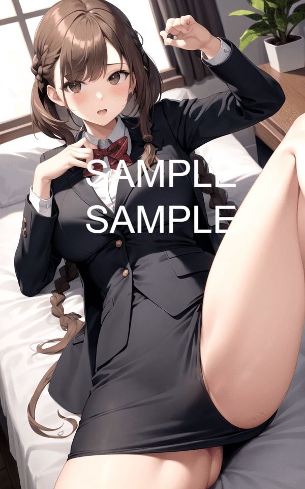 サンプル画像3:【300枚】足を広げたOL美女イラスト集(ラテ) [d_435541]