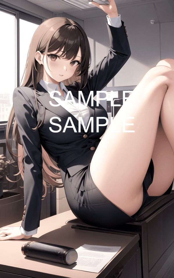 サンプル画像5:【300枚】足を広げたOL美女イラスト集(ラテ) [d_435541]