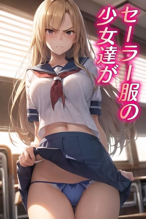 サンプル画像1:嫌な顔してパンツ見せてくる女の子 〜セーラー服編〜(AIパンツ部) [d_435810]