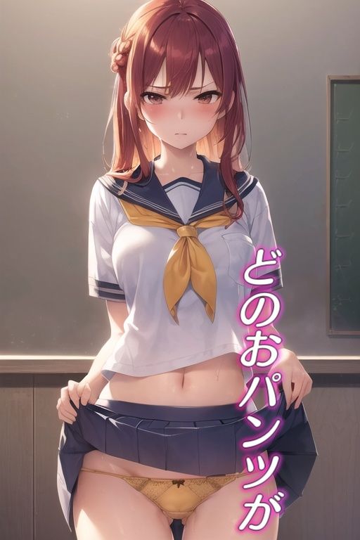 サンプル画像6:嫌な顔してパンツ見せてくる女の子 〜セーラー服編〜(AIパンツ部) [d_435810]