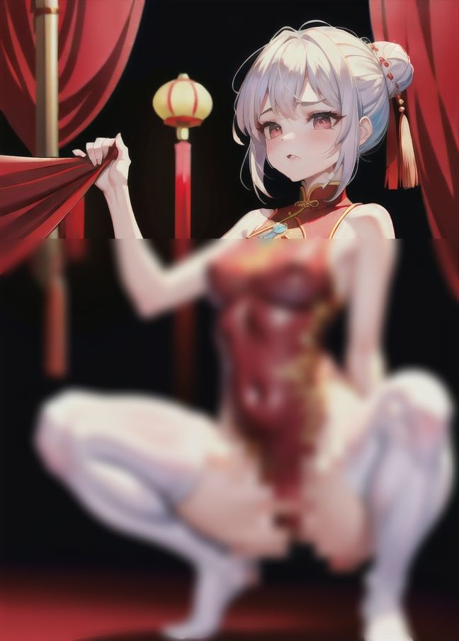 サンプル画像4:チャイナ服を着た中国人’路地裏で出会った中国少女’(AI天才) [d_436026]